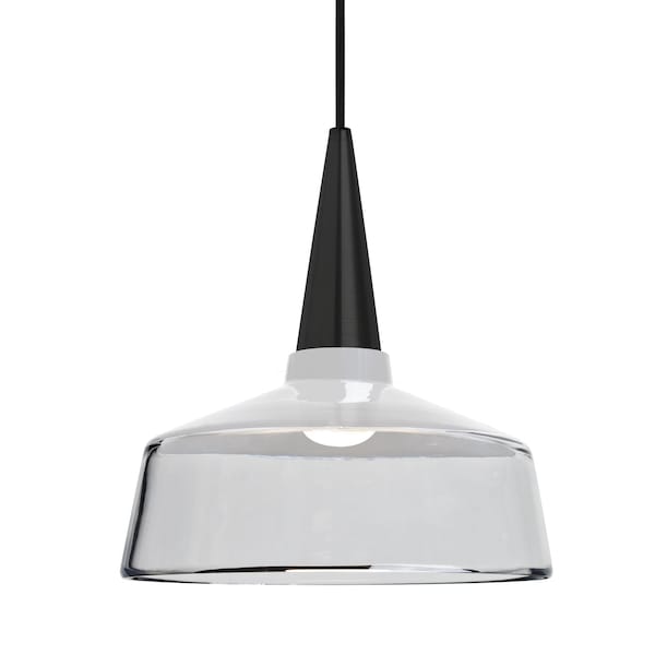 Besa Lighting Baron 10 Cord Pendant, White/Clear, Black Finish, 1x9W LED 1JT-BARON10WH-LED-BK - main